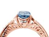 Rose gold Fancy Blue Emerald  Cut Halo Diamond Ring with Channel Set Band and Four-Prong Setting_36