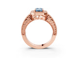 Rose gold Fancy Blue Emerald  Cut Halo Diamond Ring with Pavé Band and Four-Prong Setting_73