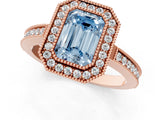 Rose gold Fancy Blue Emerald  Cut Halo Diamond Ring with Pavé Band and Milgrain Prong Setting_33