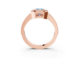Rose gold Fancy Blue Emerald  Cut Halo Diamond Ring with Pavé Band and Milgrain Prong Setting_35