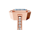 Rose gold Fancy Blue Emerald  Cut Halo Diamond Ring with Pavé Band and Milgrain Prong Setting_37
