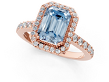 Rose gold Fancy Blue Emerald  Cut Halo Diamond Ring with Pave Band and Four-Prong Setting_25