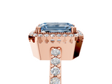Rose gold Fancy Blue Emerald  Cut Halo Diamond Ring with Pave Band and Four-Prong Setting_29