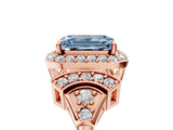 Rose gold Fancy Blue Emerald Cut Halo Diamond Split Shank Engagement Ring with Four-Prong Setting_5