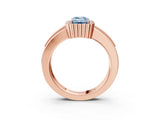 Rose gold Fancy Blue Emerald  Cut Halo Pave Band Four-Prong Ring_52