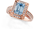 Rose gold Fancy Blue Emerald  Cut Halo Pave Split Shank Prong Setting Ring_33