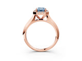 Rose gold Fancy Blue Emerald  Cut Halo Solitaire Engagement Ring with Square Band and Four-Prong Setting_117