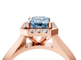 Rose gold Fancy Blue Emerald  Cut Halo Solitaire Engagement Ring with Square Band and Four-Prong Setting_70
