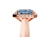 Rose gold Fancy Blue Emerald  Cut Halo Solitaire Engagement Ring with Square Band and Four-Prong Setting_71