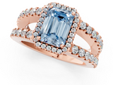 Rose gold Fancy Blue Emerald  Cut Halo Split Shank Diamond Ring with Four-Prong Setting_46