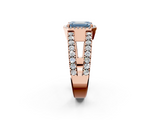Rose gold Fancy Blue Emerald  Cut Halo Split Shank Diamond Ring with Four-Prong Setting_47