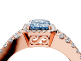 Rose gold Fancy Blue Emerald  Cut Halo Split Shank Diamond Ring with Four-Prong Setting_49