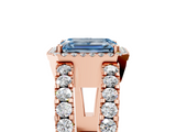 Rose gold Fancy Blue Emerald  Cut Halo Split Shank Diamond Ring with Four-Prong Setting_50