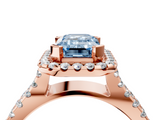 Rose gold Fancy Blue Emerald  Cut Halo Split Shank Pave Set Ring_67