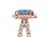 Rose gold Fancy Blue Emerald  Cut Halo Split Shank Pave Set Ring_68
