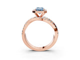 Rose gold Fancy Blue Emerald  Cut Halo Split Shank Prong Setting Ring_15