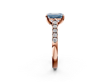 Rose gold Fancy Blue Emerald  Cut Pavé Band Solitaire Ring with Four-Prong Setting_27