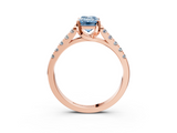 Rose gold Fancy Blue Emerald  Cut Pavé Band Solitaire Ring with Four-Prong Setting_28