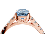 Rose gold Fancy Blue Emerald  Cut Pavé Band Solitaire Ring with Four-Prong Setting_29