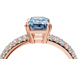 Rose gold Fancy Blue Emerald  Cut Pave Diamond Engagement Ring with Channel Set Band and Four-Prong Setting_24