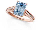 Rose gold Fancy Blue Emerald Cut Solitaire Cathedral Diamond Engagement Ring with Channel-Set Band and Four-Prong Setting_4