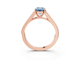 Rose gold Fancy Blue Emerald Cut Solitaire Cathedral Diamond Engagement Ring with Channel-Set Band and Four-Prong Setting_6