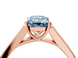Rose gold Fancy Blue Emerald Cut Solitaire Cathedral Diamond Engagement Ring with Channel-Set Band and Four-Prong Setting_7