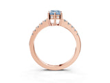 Rose gold Fancy Blue Emerald Cut Solitaire Diamond Engagement Ring with Pavé Band and Six-Prong Setting_15