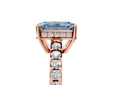 Rose gold Fancy Blue Emerald Cut Solitaire Diamond Engagement Ring with Pavé Band and Six-Prong Setting_17