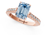 Rose gold Fancy Blue Emerald  Cut Solitaire Diamond Engagement Ring with Pave Band and Four-Prong Setting_165