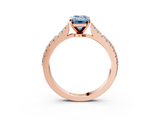 Rose gold Fancy Blue Emerald  Cut Solitaire Diamond Engagement Ring with Pave Band and Four-Prong Setting_167