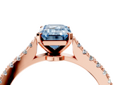 Rose gold Fancy Blue Emerald  Cut Solitaire Diamond Engagement Ring with Pave Band and Four-Prong Setting_168