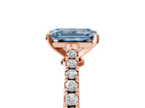 Rose gold Fancy Blue Emerald  Cut Solitaire Diamond Engagement Ring with Pave Band and Four-Prong Setting_169
