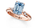 Rose gold Fancy Blue Emerald Cut Solitaire Diamond Engagement Ring with Twisted Pave Band and Four-Prong Setting_4
