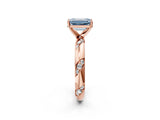 Rose gold Fancy Blue Emerald Cut Solitaire Diamond Engagement Ring with Twisted Pave Band and Four-Prong Setting_5