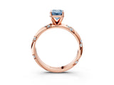 Rose gold Fancy Blue Emerald Cut Solitaire Diamond Engagement Ring with Twisted Pave Band and Four-Prong Setting_6