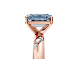 Rose gold Fancy Blue Emerald Cut Solitaire Diamond Engagement Ring with Twisted Pave Band and Four-Prong Setting_8