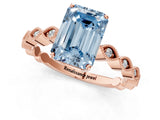 Rose gold Fancy Blue Emerald Cut Solitaire Diamond Ring with Infinity Twist Band and Four-Prong Setting_1
