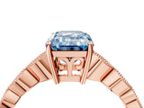 Rose gold Fancy Blue Emerald Cut Solitaire Diamond Ring with Infinity Twist Band and Four-Prong Setting_4