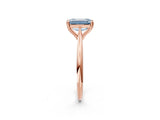Rose gold Fancy Blue Emerald Cut Solitaire Diamond Ring with Six-Prong Setting and Classic Band_14