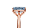 Rose gold Fancy Blue Emerald Cut Solitaire Diamond Ring with Six-Prong Setting and Classic Band_17