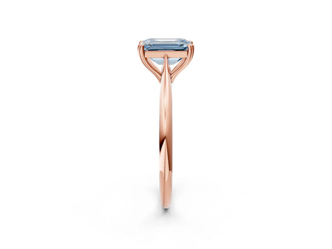 Rose gold Fancy Blue Emerald Cut Solitaire Diamond Ring with Six-Prong Setting and Classic Band_2