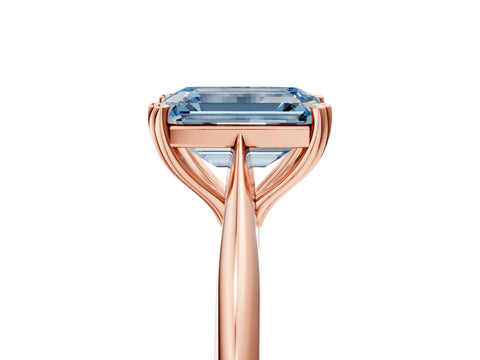 Rose gold Fancy Blue Emerald Cut Solitaire Diamond Ring with Six-Prong Setting and Classic Band_5
