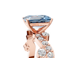 Rose gold Fancy Blue Emerald  Cut Solitaire Diamond Twisted Band with Pave Setting_49