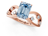 Rose gold Fancy Blue Emerald  Cut Solitaire Diamond with Side Stones on Criss-Cross Band and Four-Prong Setting_4