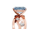 Rose gold Fancy Blue Emerald  Cut Solitaire Diamond with Side Stones on Criss-Cross Band and Four-Prong Setting_8