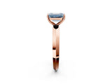 Rose gold Fancy Blue Emerald  Cut Solitaire Engagement Ring with Flat Band and Four-Prong Setting 2