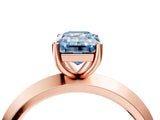 Rose gold Fancy Blue Emerald  Cut Solitaire Engagement Ring with Flat Band and Four-Prong Setting 4