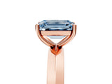 Rose gold Fancy Blue Emerald  Cut Solitaire Engagement Ring with Flat Band and Four-Prong Setting 5