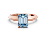 Rose gold Fancy Blue Emerald  Cut Solitaire Engagement Ring with Flat Band and Four-Prong Setting